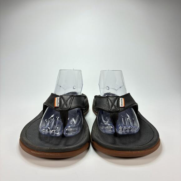 Grundens Black Brown Flip Flop Sandals Non-Slip Comfort Fishing Mens Size 12 - Picture 3 of 10